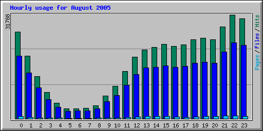 Hourly usage for August 2005